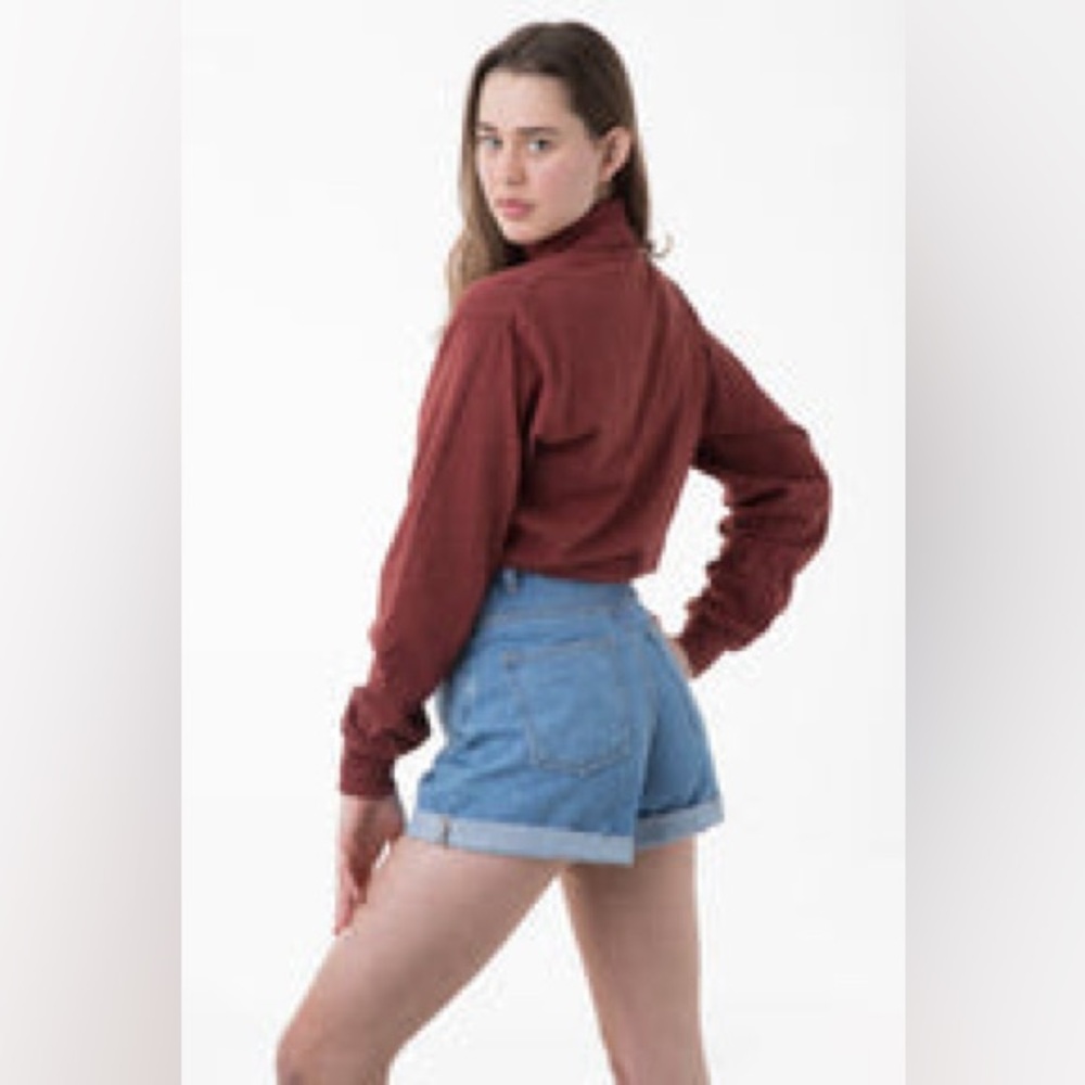 2 LA Apparel shirts- Unisex - Long Sleeve Garment Dye Turtleneck and mock neck